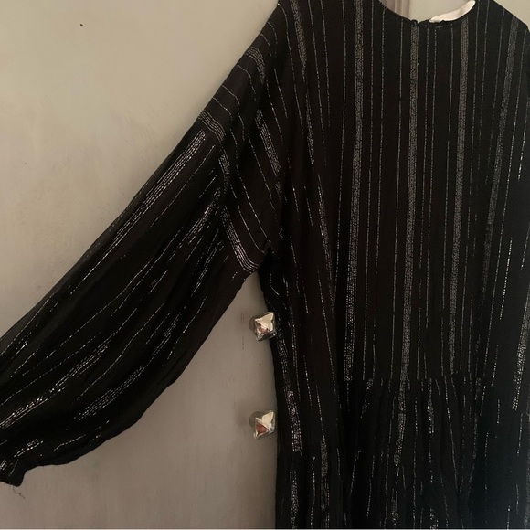 Zara Black Silver Shimmer Ruffle Dress - Picture 4 of 7